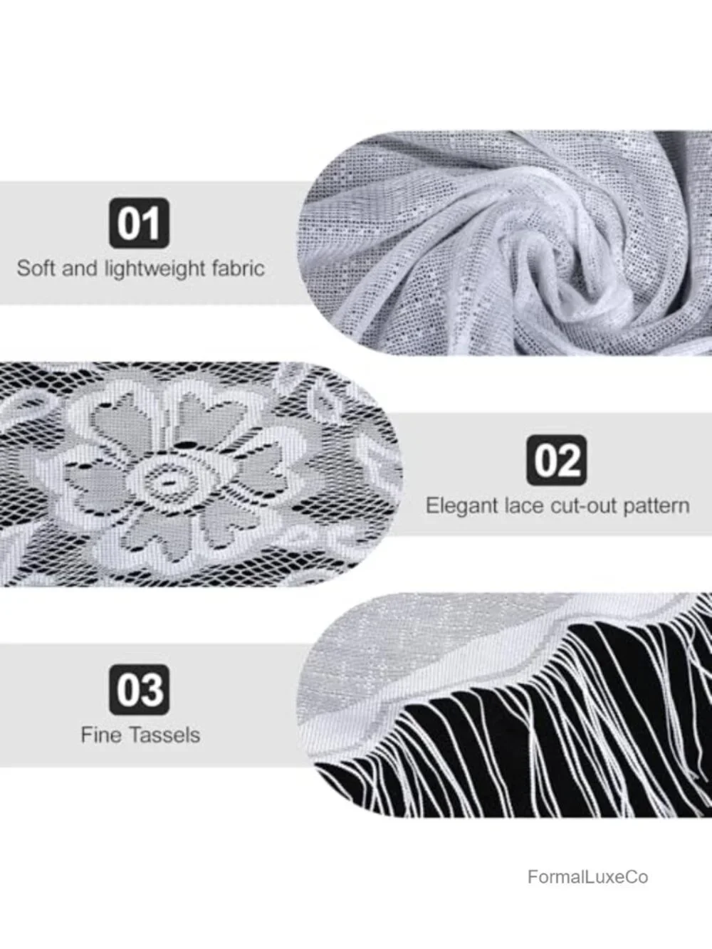 Lace Shawl Wrap for Evening Dress Triangle Fringe Party Wedding